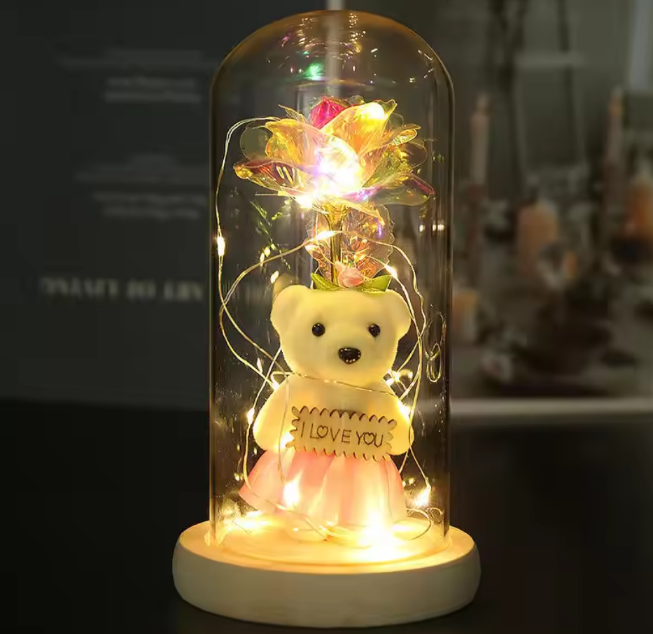 LED ruža sa medvjedićem